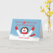 Carte Grand Nom de la petite fille Premier Noël Snowman (Fleur jaune)