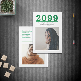 Carte Grand nombre vert Diplôme en deux photos