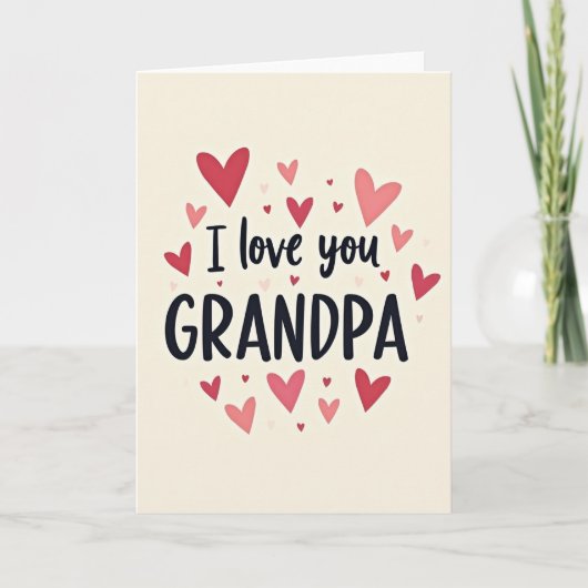 Carte Grand-Papa à motif de cœur (Devant)