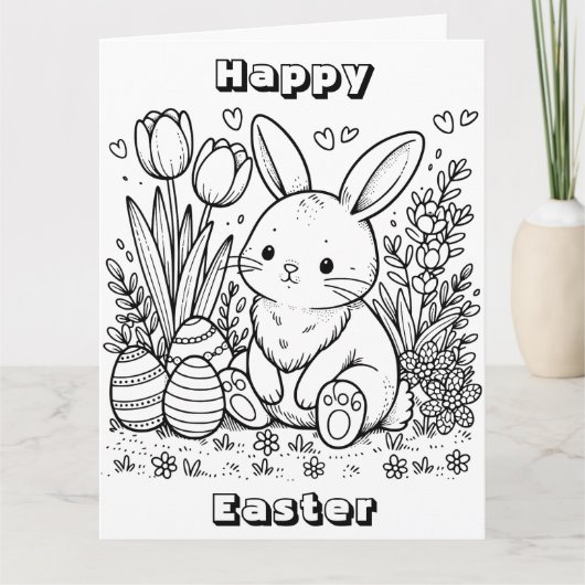 Carte Grand Pâques heureux | Page Color Me (Devant)