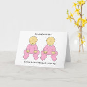 Carte Grand-parent à filles jumelles Félicitations (Fleur jaune)