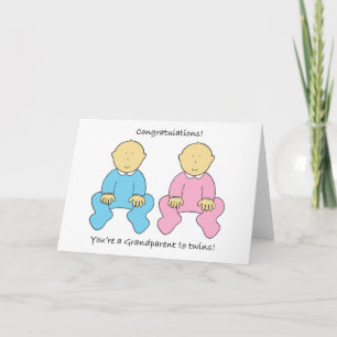 Carte Grand-parent aux jumeaux Félicitations