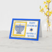 Carte Grand-parents Hanoukka Menorah contemporaine (Fleur jaune)
