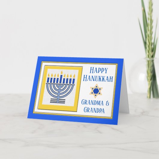 Carte Grand-parents Hanoukka Menorah contemporaine (Devant)