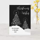 Carte Grand-parents Noël Arbres de neige Design Argent (Fleur jaune)