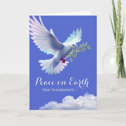 Carte Grand-parents Noël Peace Dove Olive Branch (Devant)