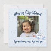 Carte Grand-parents Noël Photo Floral Salutation (Devant)