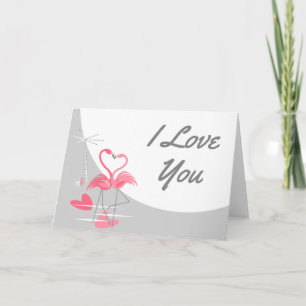 Carte Grand paysage Amour de flamant rose Je t'aime sous