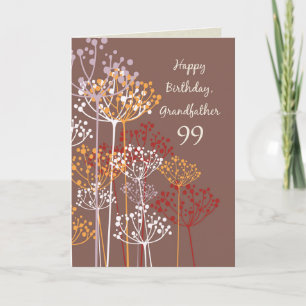 Carte Grand-père 99e anniversaire Fleurs sauvages Brown