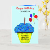 Carte Grand-père Anniversaire Blue Cupcake PHOTO (Fleur jaune)