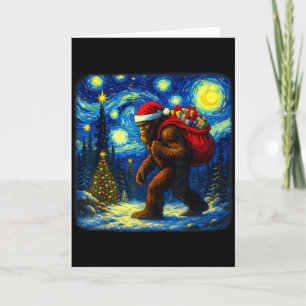 Carte Grand-Père Bigfoot Noël Étoile Nuit Sasquatch Van