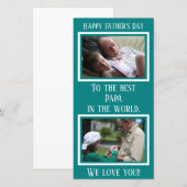 Carte Grand-père | FÊTE DES PÈRES | Photo Turquoise pers (Devant / Derrière)