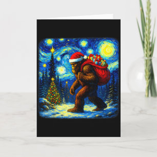 Carte Grand Père Noël Bigfoot Noël Étoile Nuit Sasquatch