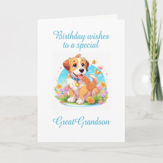 Carte Grand-petit-fils Anniversaire Chien chiot (Devant)