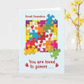 Carte Grand-petit-fils Anniversaire Puzzle Amour aux piè (Fleur jaune)