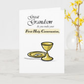 Carte Grand petit-fils Première communion Chalice or, Pa (Fleur jaune)