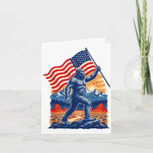 Carte Grand pied bigfoot sasquatch drapeau américain pat