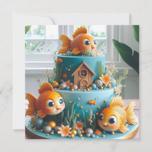 CARTE GRAND POISSON D'OEIL À THÈME BIMSICAL BIRTHDAY CAK