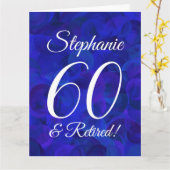 Carte Grand Royal Blue 60 et retraite heureuse (Fleur jaune)