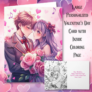 Carte Grand Saint-Valentin personnalisé d'anime