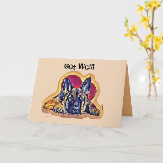 Carte Grand Tan noir berger allemand PopArt (Fleur jaune)