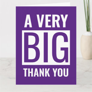 Carte Grand Texte Un Très Grand Merci Violet Et Blanc