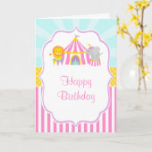 Carte Grand Top Carnaval de cirque Anniversaire en rose (Fleur jaune)