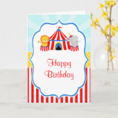 Carte Grand Top Carnaval de cirque Anniversaire en rouge (Fleur jaune)