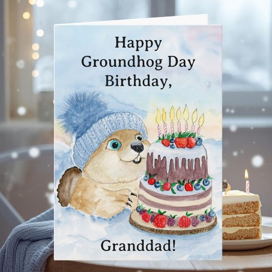 Carte Granddad Happy Groundhog Day Birthday Groundhog