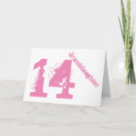 Carte Granddaughter, 14e anniversaire, white and pink.<br><div class="desc">A white background featuring pink text,  on this 14th birthday greeting for any cool granddaughter. My Funny Mind Greetings.</div>