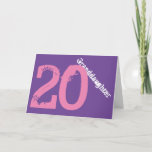 Carte Granddaughter, 20th birthday, white, pink, purple.<br><div class="desc">A purple background featuring white and pink text,  on this 20th birthday greeting for any cool granddaughter. My Funny Mind Greetings.</div>