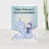 Carte Granddaughter 3rd Birthday Snowman Snowy Three (Devant)