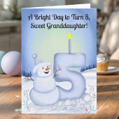 Carte Granddaughter 5th Birthday Snowman Snowy Five