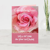 Carte GRANDDAUGHTER Anniversaire avec rose rose rose et (Devant)