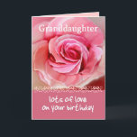 Carte GRANDDAUGHTER Anniversaire avec rose rose rose et<br><div class="desc">Cette carte d'anniversaire avec sa rose et sa dentelle rose pastel est une façon douce de souhaiter à votre petite-fille très spéciale un joyeux anniversaire.</div>