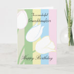 Carte Granddaughter / Birthday - General - Pastel Floral<br><div class="desc">Send your Granddaughter Birthday love and best wishes on her Birthday with this design contemporain Greeting Card of hand drawn tulips on a pastel striped background and a lovely inner fraîchement that will touch her heart. ©2015 - SmudgeArt / Madeline M Allen</div>