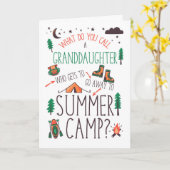Carte Granddaughter Funny Summer Camp Orange Green Brown (Fleur jaune)