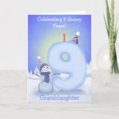 Carte Granddaughter Happy 9th Birthday Snowman Building  (Devant)