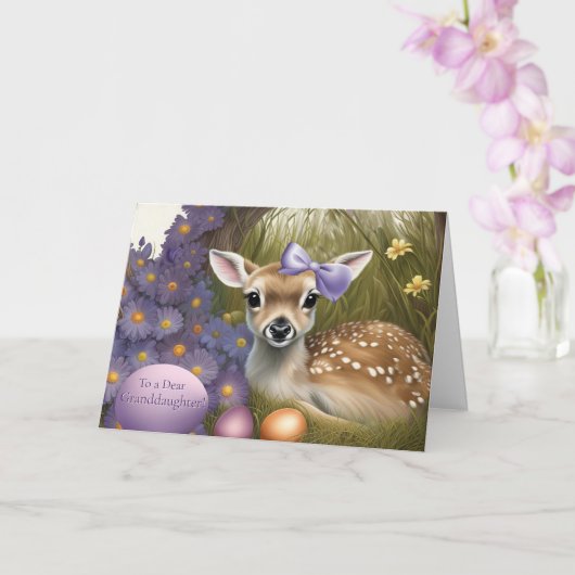 Carte Granddaughter Happy Easter with Cute Fawn  (Orchidée)