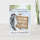 Carte Granddaughter Happy February Birthday Woodpecker (Devant)
