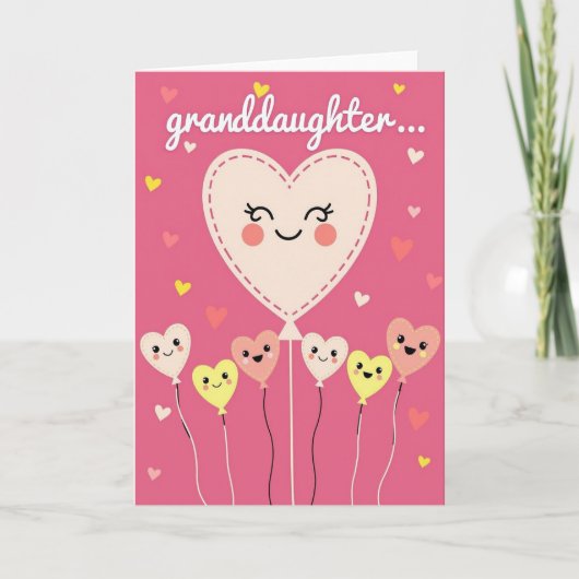 Carte Granddaughter Happy Heart Balloon Card (Devant)
