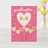 Carte Granddaughter Happy Heart Balloon Card (Fleur jaune)