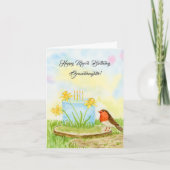 Carte Granddaughter Happy March Birthday Robin Daffodils (Devant)