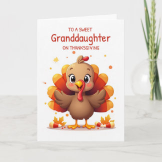 Carte Granddaughter Thanksgiving Sweet Candy Corn Turkey
