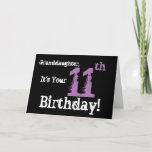 Carte Granddaughter's 11e jour, noir, purple.<br><div class="desc">A black background featuring purple and white text,  on this fun,  birthday greeting for a granddaughter. My Funny Mind Greetings.</div>