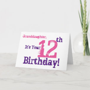 Carte Granddaughter's 12e Birthday in purple, rose.