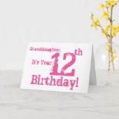 Carte Granddaughter's 12th birthday in pink. (Fleur jaune)