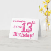 Carte Granddaughter's 13th birthday in pink. (Fleur jaune)