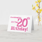 Carte Granddaughter's 20th birthday in pink. (Fleur jaune)