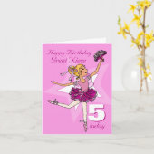 Carte Grande ballerine d'anniversaire rose (Fleur jaune)